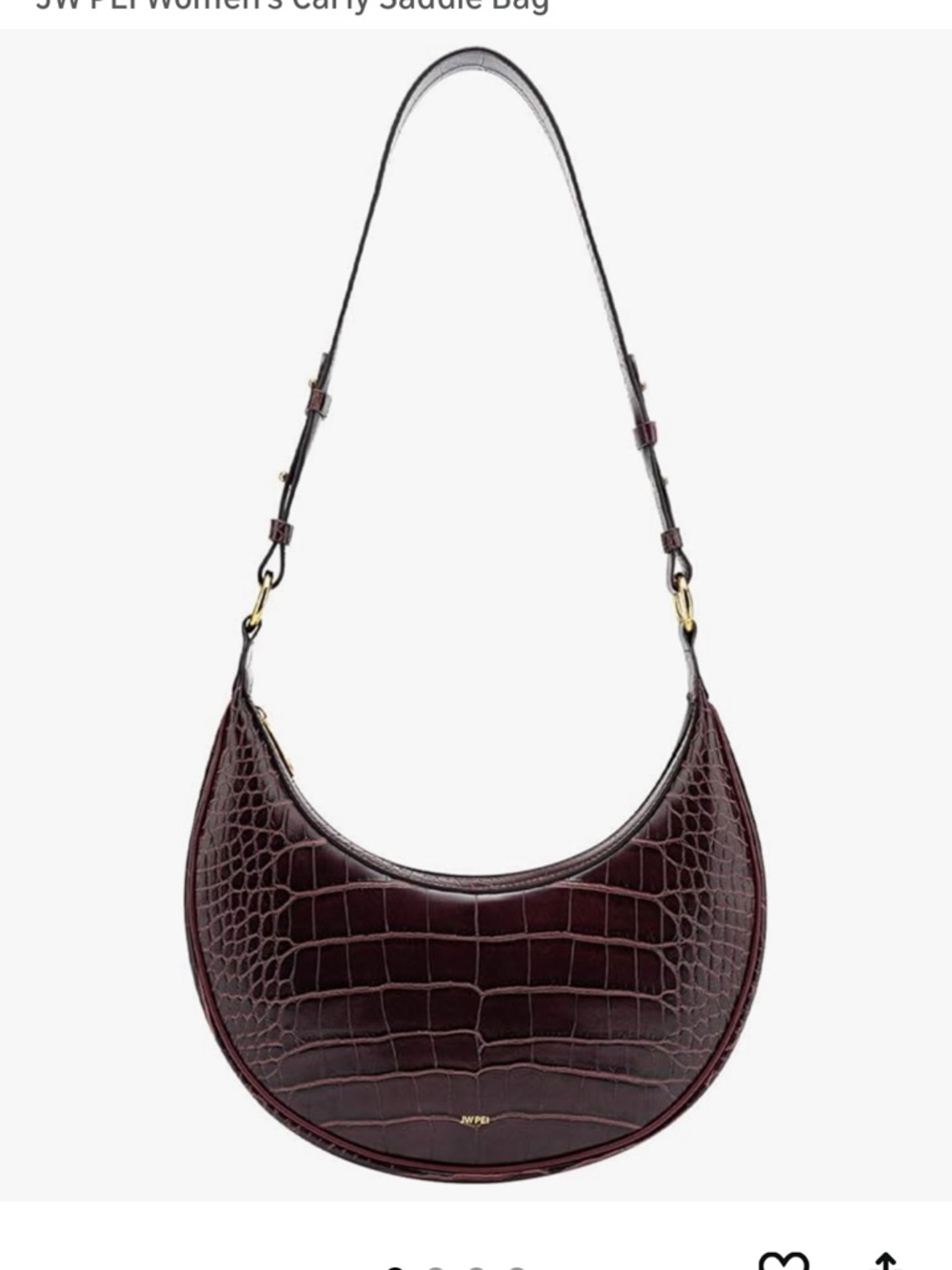 JW PEI Dark Burgundy Croc Saddle Shoulder Bag